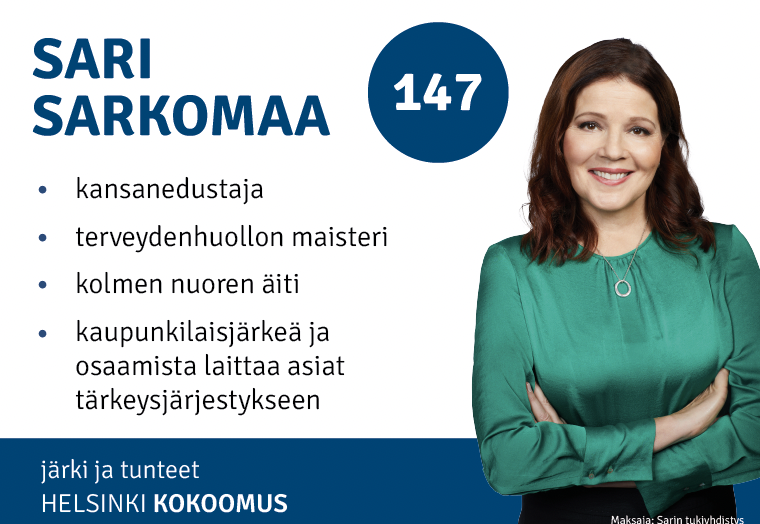 Sari Sarkomaan vaalimainosten taitto